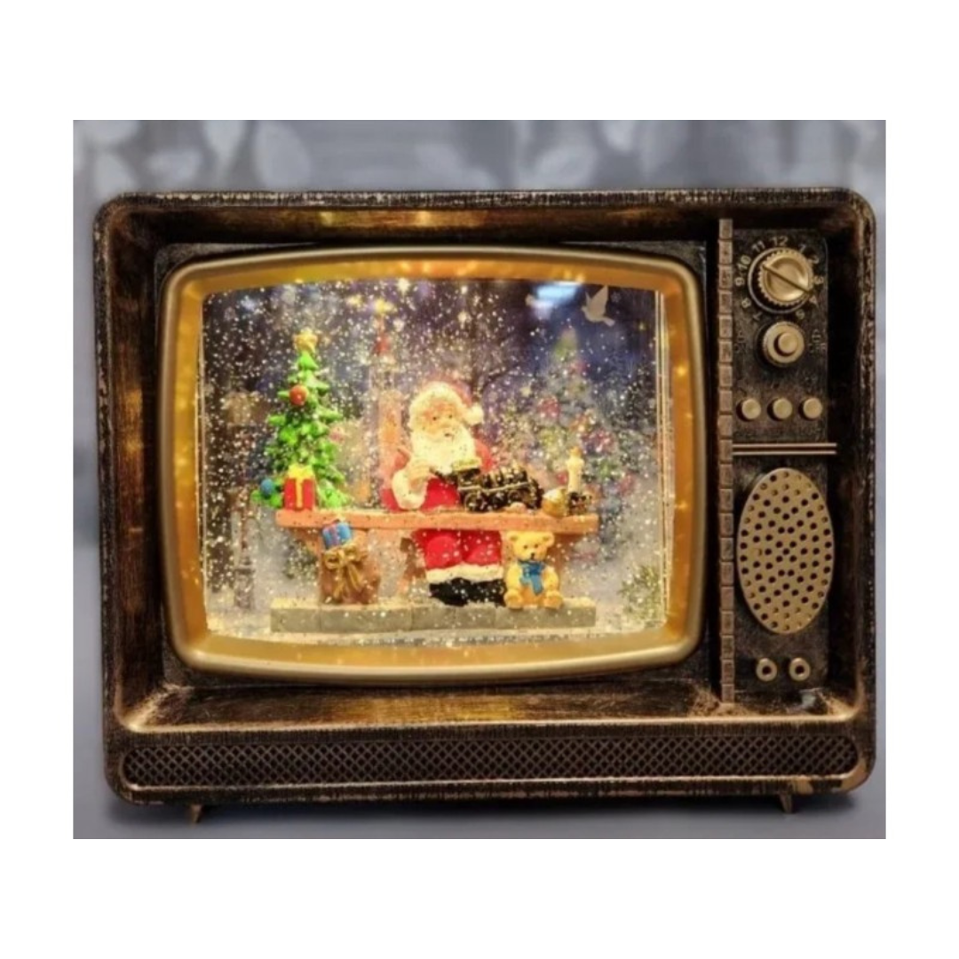 Novogodišnji ukras retro televizor na baterije