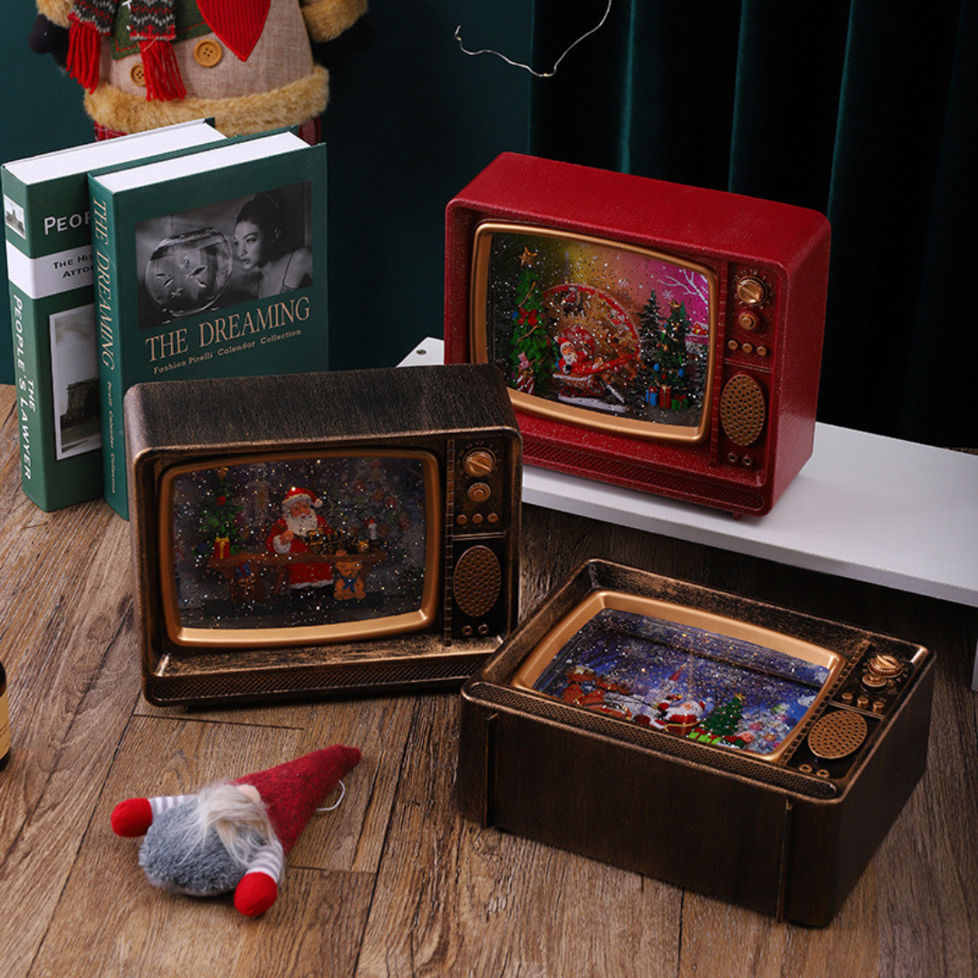 Novogodišnji ukras retro televizor na baterije