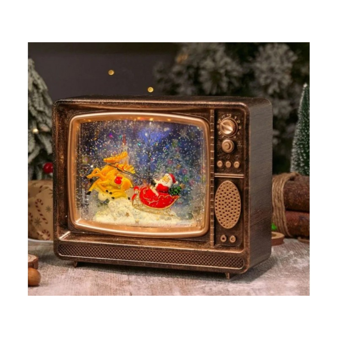 Novogodišnji ukras retro televizor na baterije