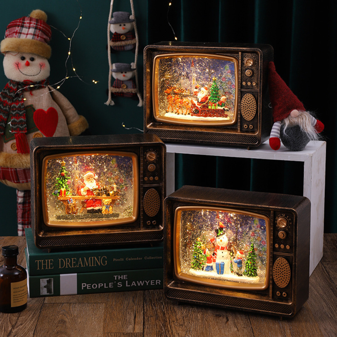 Novogodišnji ukras retro televizor na baterije