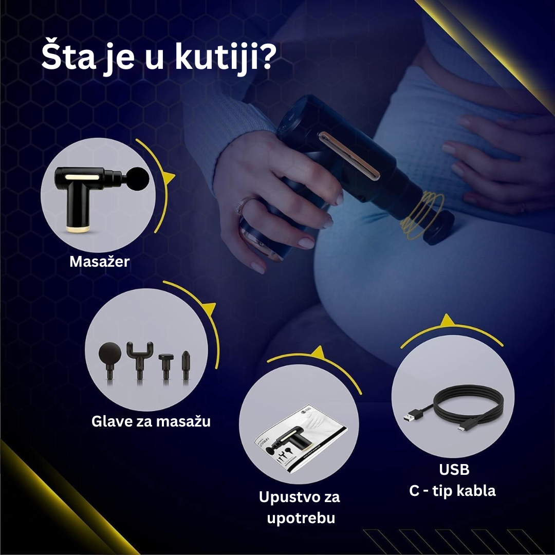 Ultra električni masažer sa 4 nastavka i 6 brzina i ulazom za punjenje tip C
